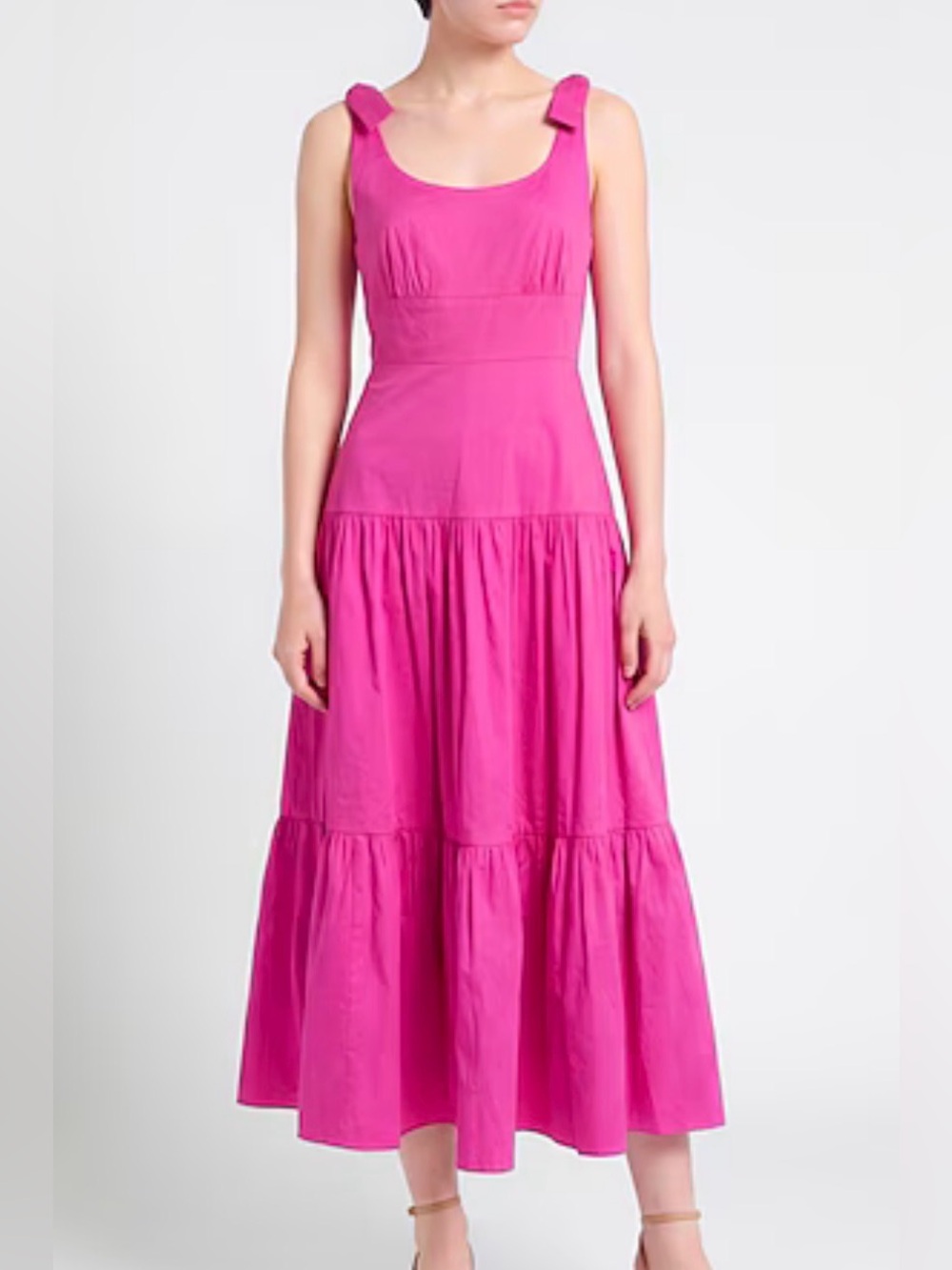 kate spade Fuchsia Tiered Maxi Dress with Bow Shoulder Straps